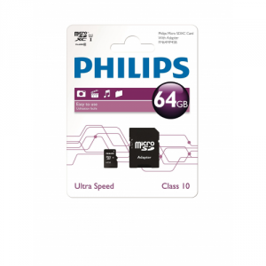 Card De Memorie Philips 64GB Micro SDXC +Adaptor Clasa 10