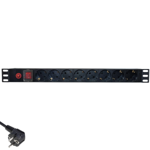 Priza de rack 19 inch, PDU 1U, 8 posturi Schuko, Eco Xcab