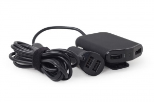 Gembird 4-port front and back seat car charger, 9.6 A, black