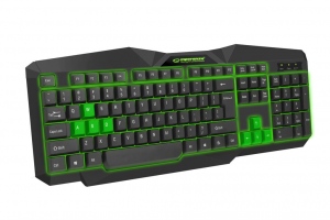Tastatura Cu Fir ESPERANZA TIRIONS EGK201G, Gaming, USB, Iluminata, Led Verde, Negru-Verde