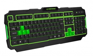 Tastatura Cu Fir Esperanza Shadow EGK202G, Gaming, USB, Iluminata, Led Verde, Negru-Verde