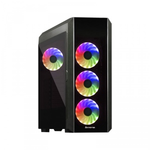 CARCASA CHIEFTEC Middle-Tower ATX, Scorpion 3, tempered glass, 4* 120mm RGB fan & HUB & telecomanda (incluse), header RGB ADD, front audio & 2x USB 3.0 & 1x USB 2.0, black 