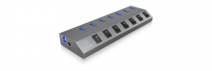 IcyBox 7x Port USB 3.0 HUB and charger, On/off switch for every port