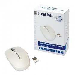 Mouse Wireless LOGILINK Mini Optic 2.4G cu Functia Autolink, Alb