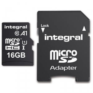 Card De Memorie Integral microSDHC 16GB Clasa 10 +Adaptor SD Negru