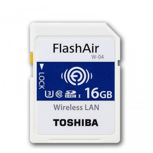 Toshiba SDHC 16GB FlashAir Wireless Wifi Card, (Read/Write 90/70Mb/s)