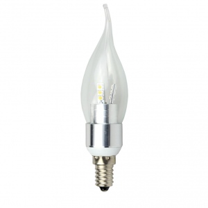 ART LED Candle flame bulb silver E14, 4.5W, 18xSMD2835, AC230V, 320lm, WW