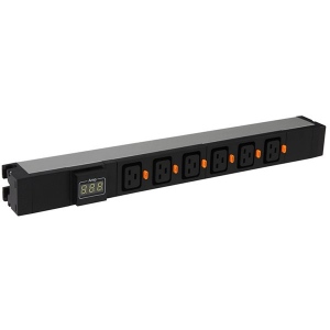 Legrand PDU 19-- 6 C19 outlets with ammeter, with cord locking system, connection on terminal block, 1U aluminium profile