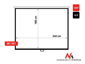 Maclean MC-591 Economy Budget Auto-lock Manual Projection Screen-120â€™â€™ 4:3