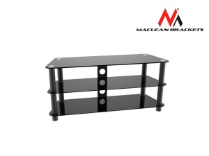 Maclean MC-625 TV table with glass Black Tempered Glass TV Table Shelf Stand