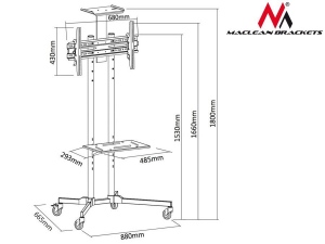 Suport Maclean MC-661 TV Mobile Floor Stand Plasma/LCD TV Trolley w/ Mounting Bracket
