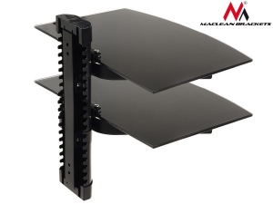 Suport Maclean MC-662 2-Tier Wall Floating Glass Shelf Support DVD Console PS3 Xbox