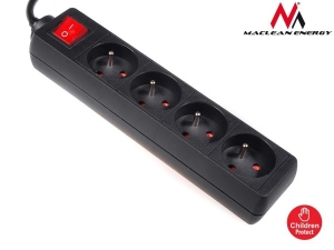 Maclean MCE43 Power Strip 4-outlet with switch 3m Cable