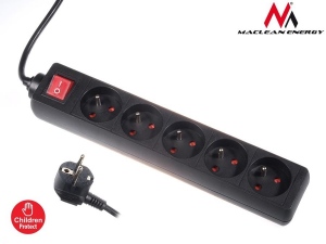 Priza cu protectie Maclean MCE51 Power Strip 5-outlet with switch 1.4m Cable
