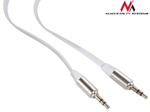 Maclean MCTV-694W Jack Straight Flat Tangle Free Audio Stereo AUX 3.5 mm Cable1m