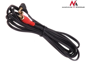 Maclean MCTV-824 Jack Angled 90° to 2 RCA Cable 1m black