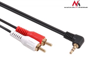 Maclean MCTV-824 Jack Angled 90° to 2 RCA Cable 1m black