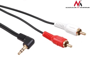 Maclean MCTV-826 Jack Angled 90Â° to 2 RCA Cable 5m black