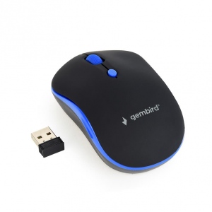 Mouse Wireless Gembird Optical MUSW-4B-03-B, 1600 DPI, nano USB, Black-Blue