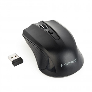 Mouse Wireless Gembird Optical MUSW-4B-04, 1600 DPI, nano USB, Black