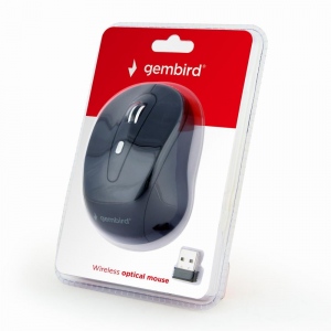 Mouse Wireless Gembird Optical MUSW-6B-01, 1600 DPI, nano USB, Black