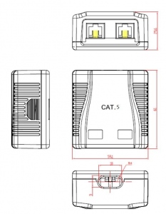 Gembird CAT5E UTP 2-port surface mount box