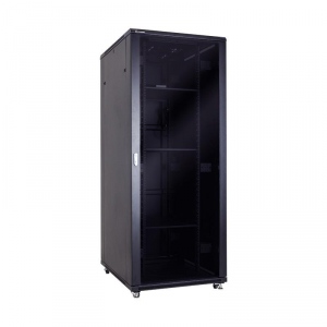 Linkbasic rack cabinet 19-- 42U 800x1000mm black (smoky-gray glass front door)