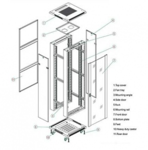 Linkbasic rack cabinet 19-- 42U 800x800mm black (smoky-gray glass front door)
