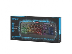 Tastatura Cu Fir Natec Fury Gaming SPITFIRE US layout, Iluminata, Led Multicolor,Neagra