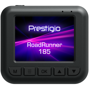 Prestigio RoadRunner 185, 2.0-- IPS (320x240) display, FHD 1920x1080@30fps, HD 1280x720@30fps, Jieli AC5601, 2 MP CMOS GC2053 image sensor, 2 MP camera, 140Â° Viewing Angle, Micro USB, 180 mAh, Night Vision, Motion Detection, G-sensor, Cyclic Recording, color/Black, Plastic case