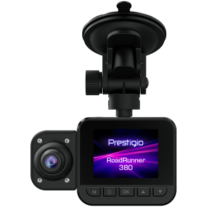 Prestigio RoadRunner 380, 2.0-- (320x240) IPS display, Dual camera: front - FHD 1920x1080@30fps, HD 1280x720@30fps, interior - HD 1280x720@30fps, Jieli AC5401A, 2 MP CMOS GC2053 image sensor, 2 MP camera, 140Â° Viewing Angle, Night Vision, Motion Detection, G-sensor, Cyclic Recording, color/black, Plastic case