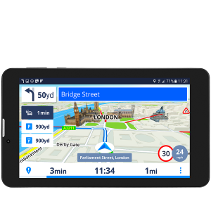 Prestigio GeoVision Tour 3 (7.0  IPS  1280x720  Android 7.0  CPU Cortex A7 DC 1.3 GHz  1 GB RAM  16 GB internal  0.3+2.0MP  FM  3G  WiFi  BT  SIM card slot  2800 mAh  Black  Plastic  Sygic navigation software  preinstalled maps: FULL Europe)