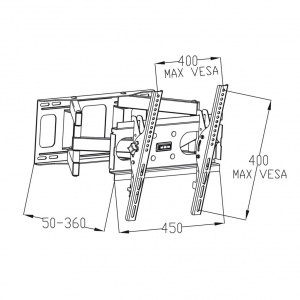 Suport ART Holder AR-51 23-60-- 50kg for LCD/LED vertical and level adjustment12