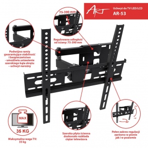 Suport ART Holder AR-53 22-55-- for LCD/LED black 35KG vertical and level adjustment2