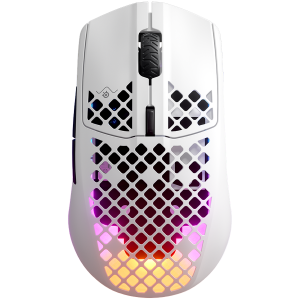 SteelSeries I Aerox 3 Wireless (2022) Snow I Gaming Mouse I Wireless / Ultra lightweight 68g / 200 hour battery life / Dual connectivity (2.4GHz & BT) / TrueMove Air optical sensor / AquaBarrierâ„¢ water resistance / RGB I White