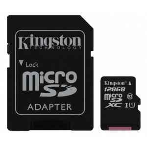 Card De Memorie Kingston 128GB | MicroSDHC Clasa 10 Negru