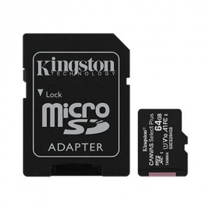 Card De Memorie Kingston 64GB Canvas Select Plus Clasa 10 + Adaptor, Black