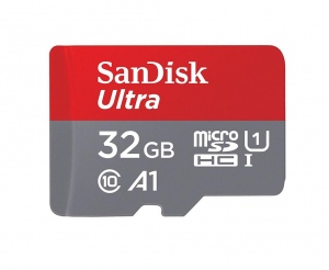 Card De Memorie Sandisk 32GB Clasa 10  + Adaptor. Red-Grey