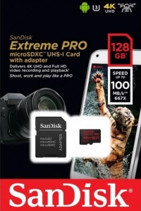 Card De Memorie Sandisk Extreme Pro microSDXC 128GB Clasa 10 + adaptor Negru