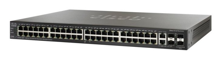 Switch Cisco SF250-48HP 48-port 10/100 PoE Switch, | 48x10/100 ports; 4 Gigabit Ethernet (2 combo* Gigabit Ethernet + 2 1GE/5GE SFP) Mbit/s | web | Layer Layer 2 | PoE | Montabil in rack DA | Stacking Nu