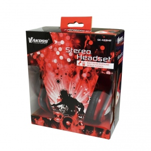 VAKOSS Stereo headset with microphone headphones Volume Control SK-428HR roÈ™u