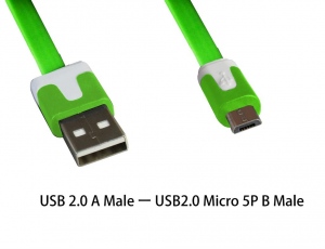 VAKOSS Micro USB Cabel 2.0 A-B M/M 1m,Transferul şi încărcare, cablu plat, verde