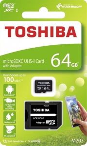 Card De Memorie Toshiba Micro SDXC 64GB M203 Clasa 10 UHS-I + Adaptor, Black