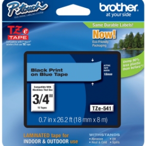 Brother  TZE541 Banda laminata 18mm BLACK ON BLUE