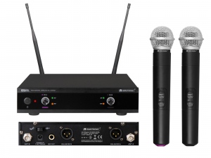 Set microfon de mana dublu wireless OMNITRONIC UHF-E2 (frecvente: 531.9MHz, 534.1MHz)