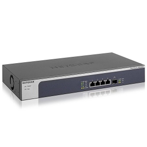 Switch NETGEAR XS505M-100EUS 5-Port 10-Gigabit/Multi-Gigabit Ethernet Unmanaged Switch with 1 SFP+ Ports, Desktop and Rackmount - Black/Grey