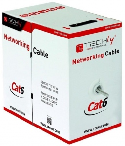 TechlyPro UTP Cat6 bulk cable 4x2 stranded CCA 305m box gray