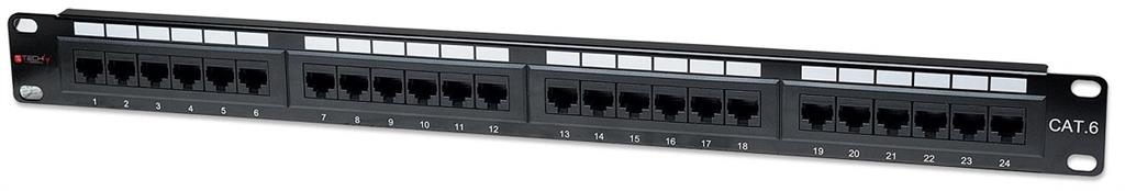 TechlyPro Patch panel 19-- 1U UTP 24 ports RJ45 Cat6 T568A/B black