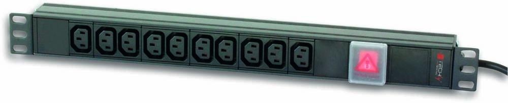TechlyPro Rack 19-- 1U power strip for UPS 250V/10A 10x C13 sockets C14 plug