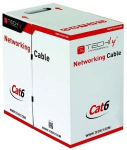 TechlyPro UTP Cat6 bulk cable 4x2 solid CCA 305m box blue